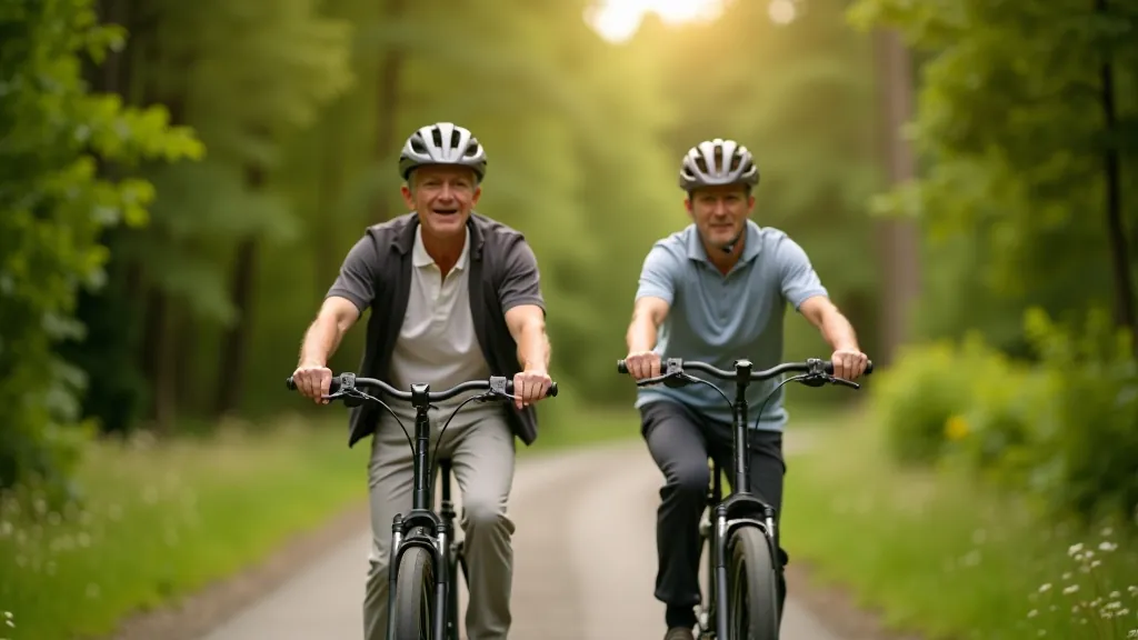 Seniori jautri brauc ar elektroveliem skaistos Latvijas apstākļos